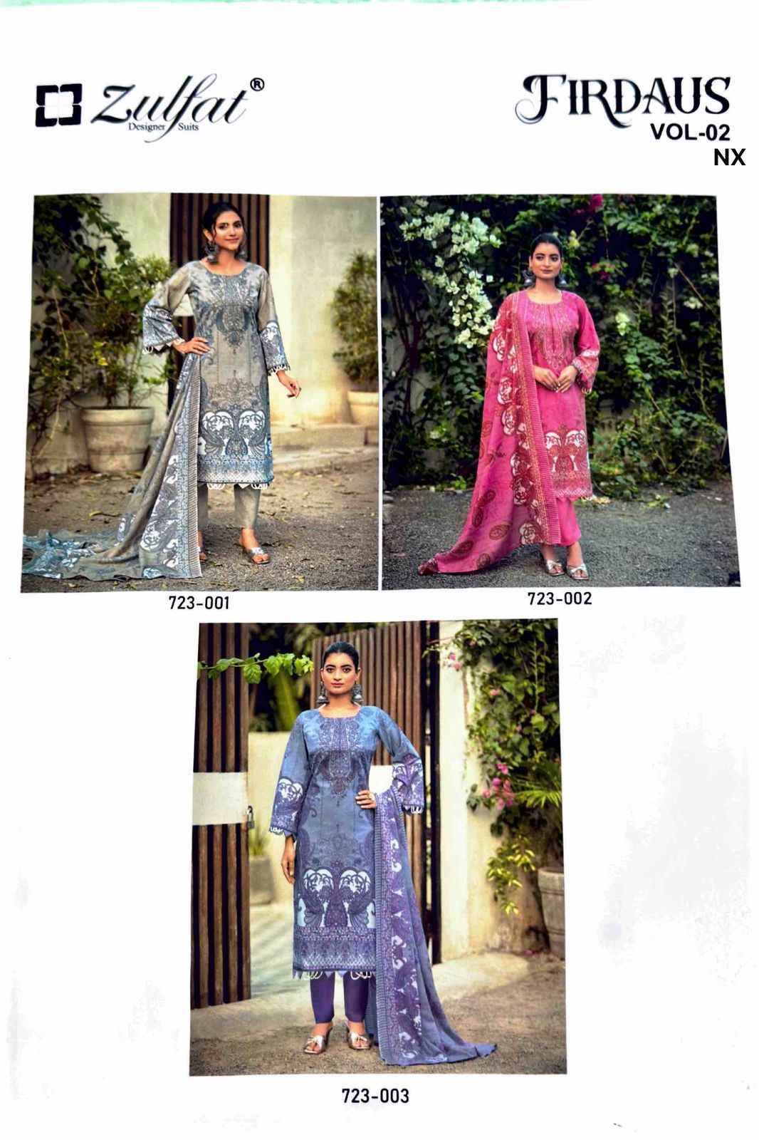 FIRDAUS VOL 2 NX 723 Series ZULFAT Beautiful Stylish Festive Suits Fancy Colorful Casual Wear & Ethnic Wear & Ready To Wear Heavy Cotton Print Dresses At Wholesale Price